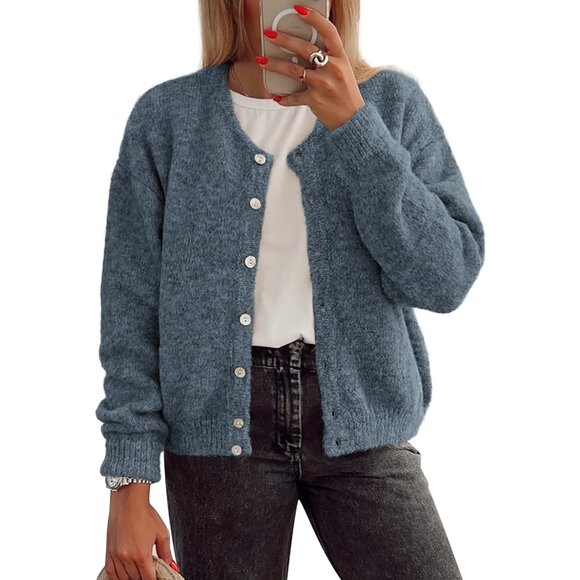 Sweaters - Fall Long Sleeve Cardigans for Women Sweater Fashion Open Front Winter Button Do